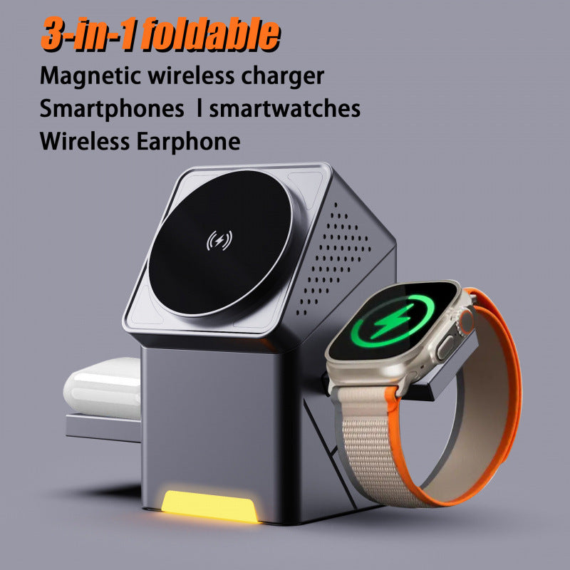 R28 Rotating Wireless Charger Stand for Phone Earphone Watch
