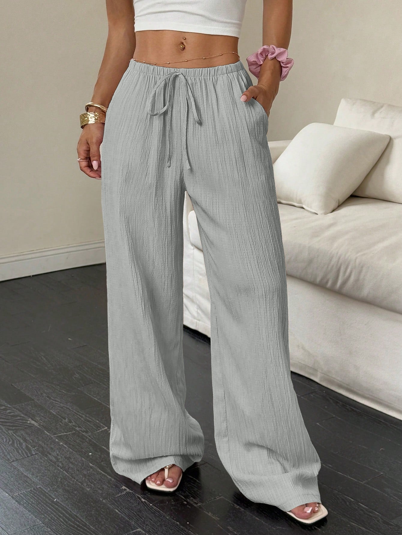 Women's Casual Pants with Diagonal Pockets