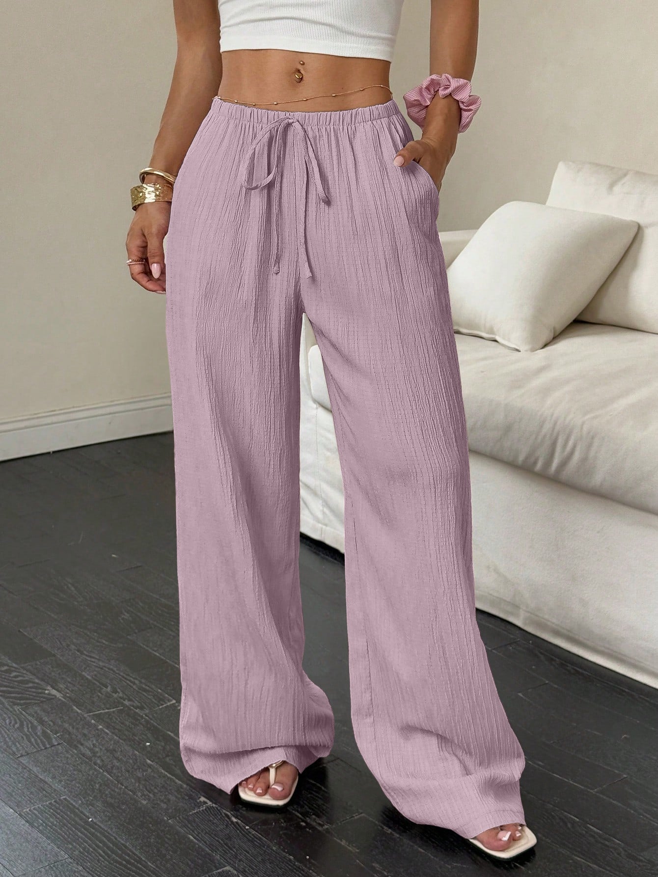 Women's Casual Pants with Diagonal Pockets