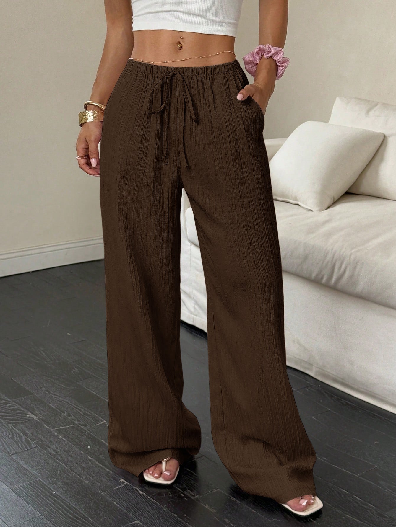 Women's Casual Pants with Diagonal Pockets