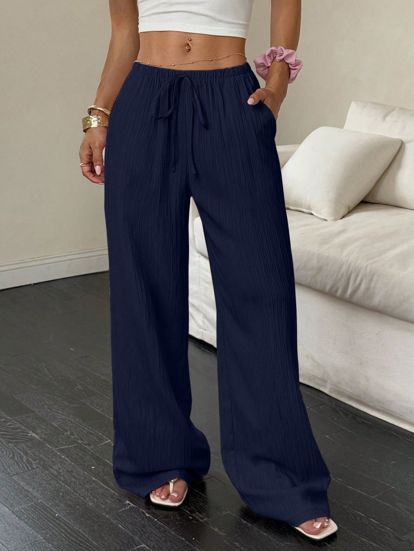 Women's Casual Pants with Diagonal Pockets