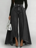 Womens Solid Color Wide Leg Straight Pants