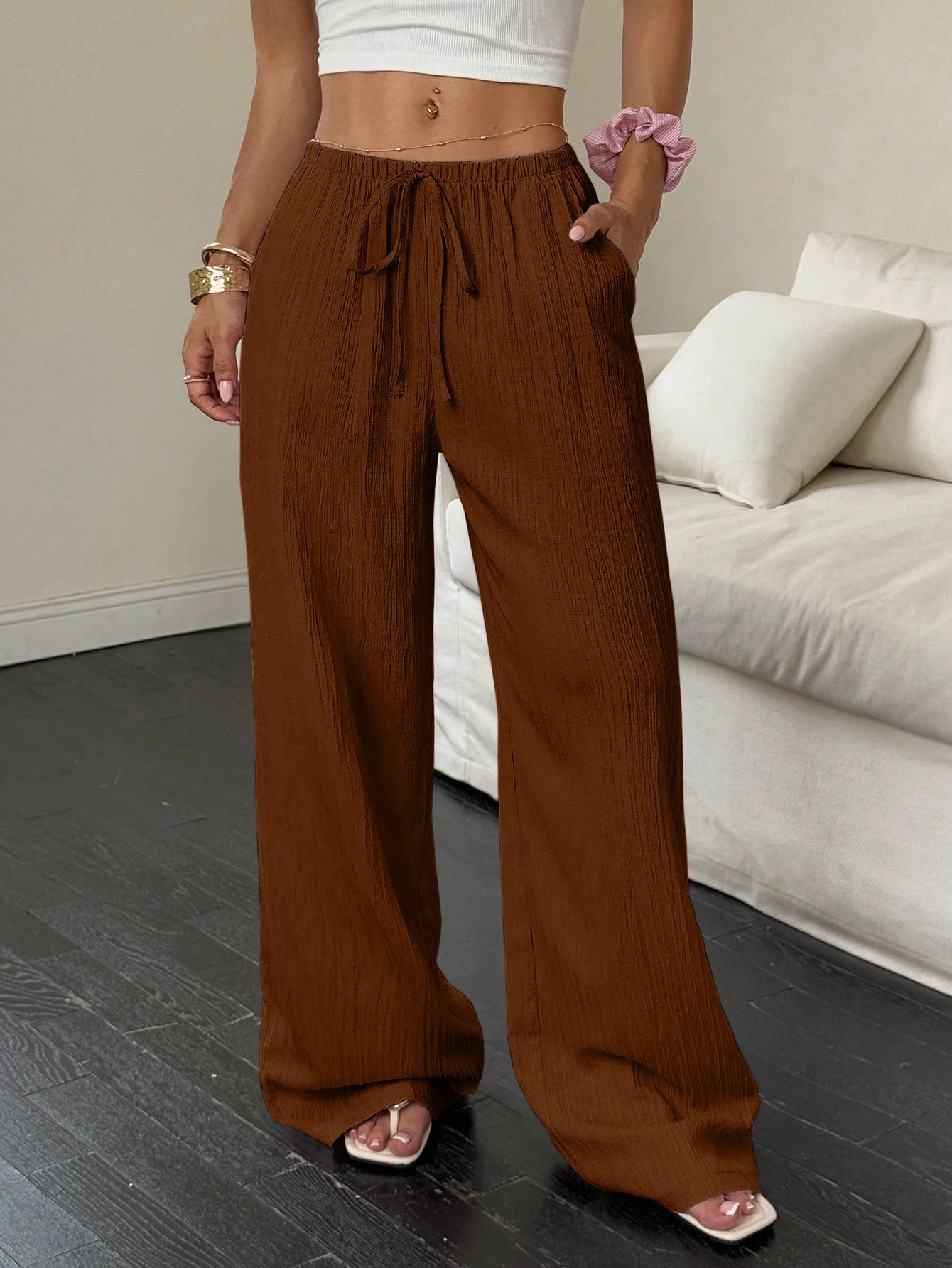 Women's Casual Pants with Diagonal Pockets