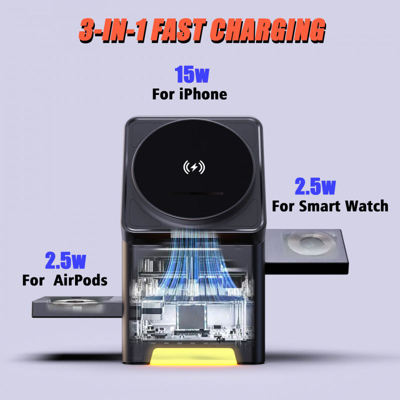 R28 Rotating Wireless Charger Stand for Phone Earphone Watch
