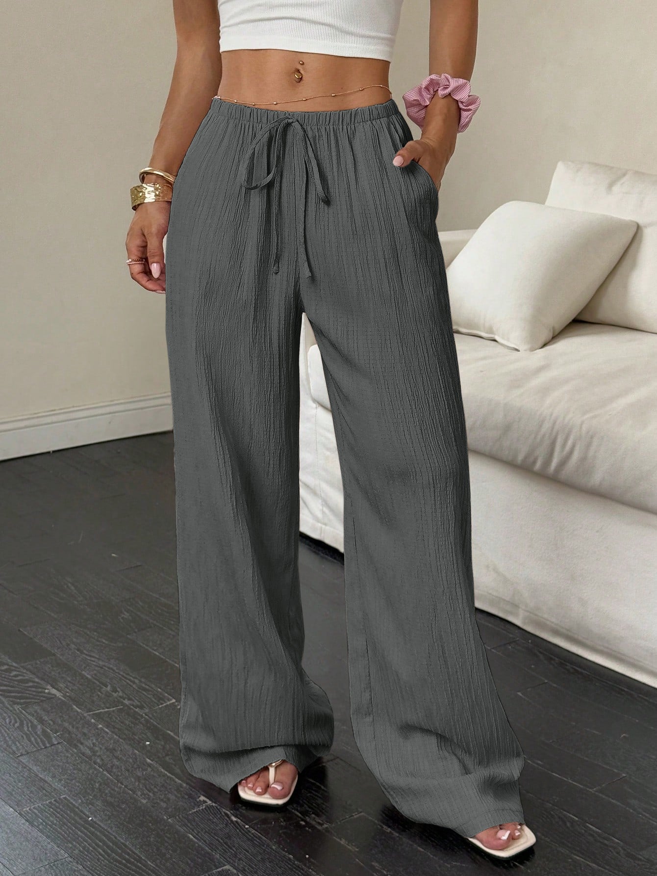Women's Casual Pants with Diagonal Pockets