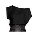 Off-Shoulder Lace Patchwork Waist-Cinching Top