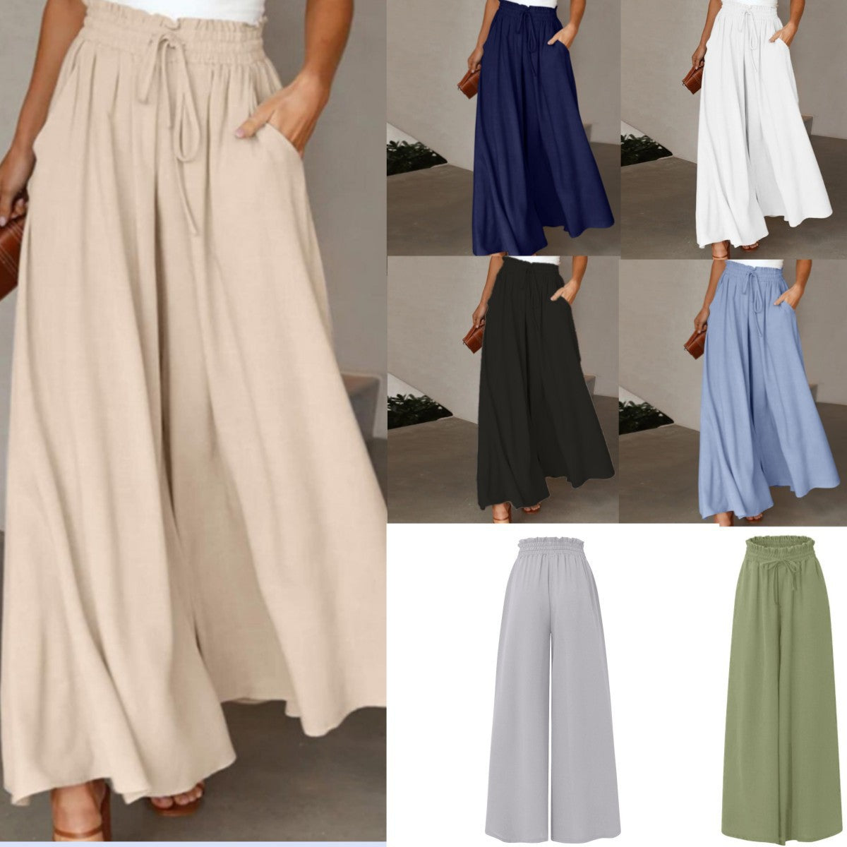 Wide Leg High Waist Long Pants